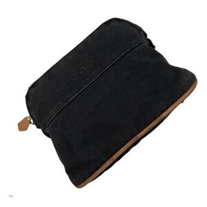 Hermès AUTHENTIC Navy Blue Bolide H Cosmetic Case Makeup Bag Vanity Travel Pouch